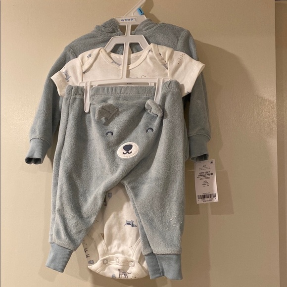 Carter’s Baby Boy 6 months Dog Terry 3 piece Set Blue NWT - Picture 2 of 4